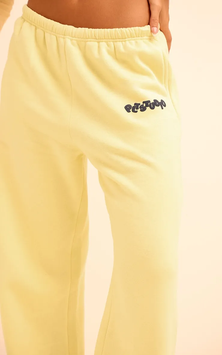 Butter Yellow PLT Studio Archive Puff Print Thin Waistband Joggers sold by Pretty Little Thing product image thumbnail 4