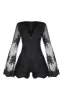 Black Lace Bell Sleeve Playsuit sold by Pretty Little Thing