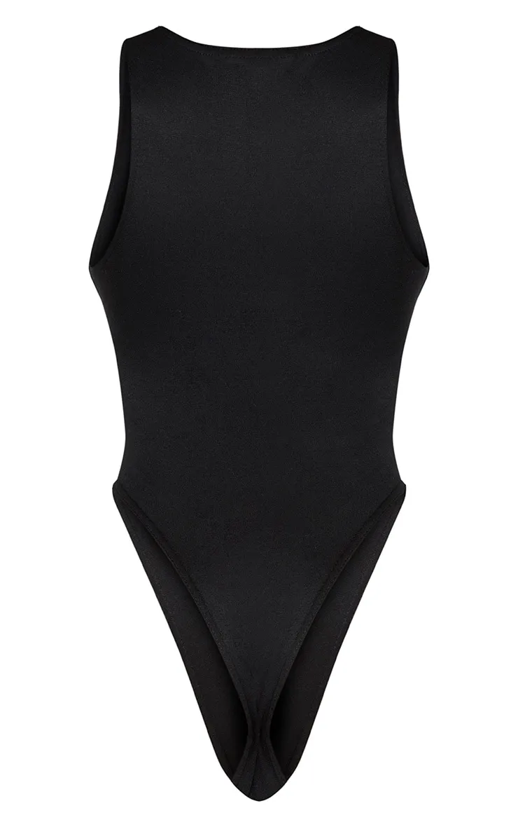 Black Ponte Racer Back Thong Bodysuit sold by Pretty Little Thing product image thumbnail 4