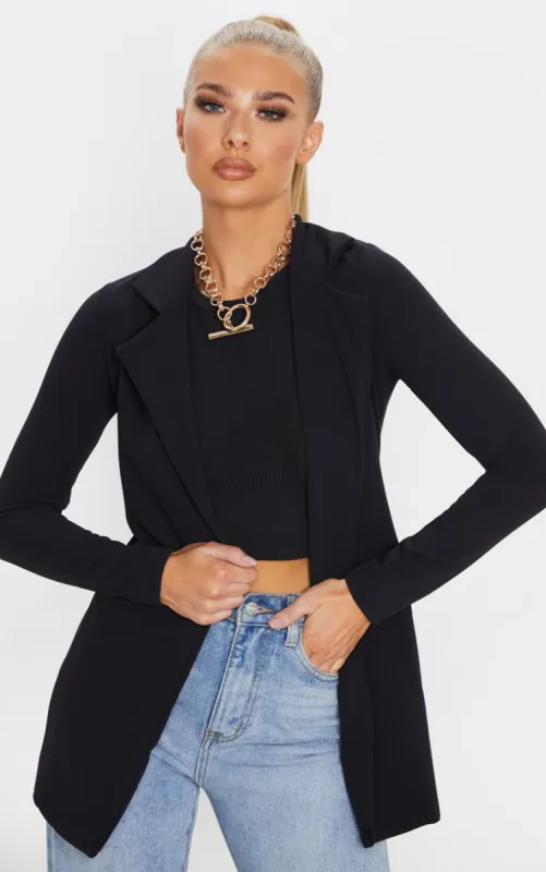 Black Longline Blazer sold by Pretty Little Thing