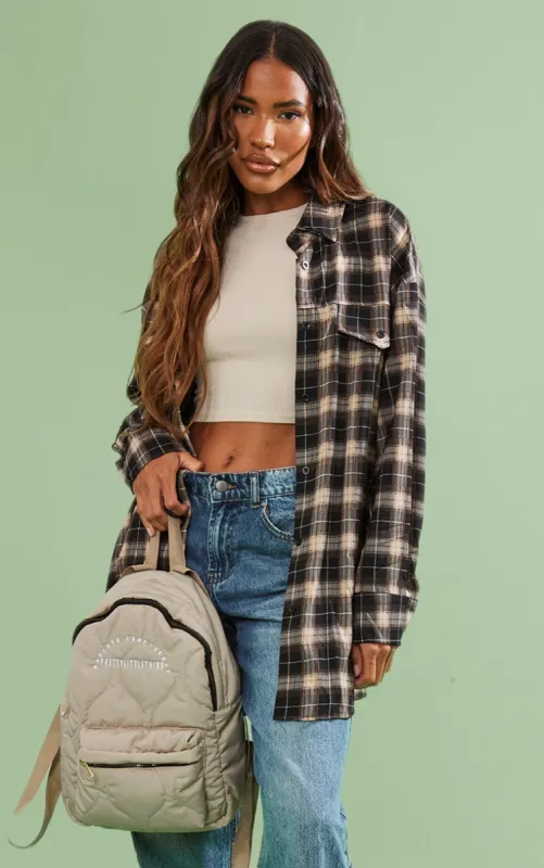 Chocolate Checked Pocket Detail Oversized Shirt sold by Pretty Little Thing