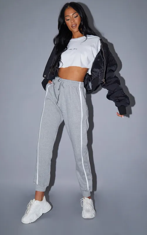 Tall Grey Double Side Stripe Joggers made by Pretty Little Thing