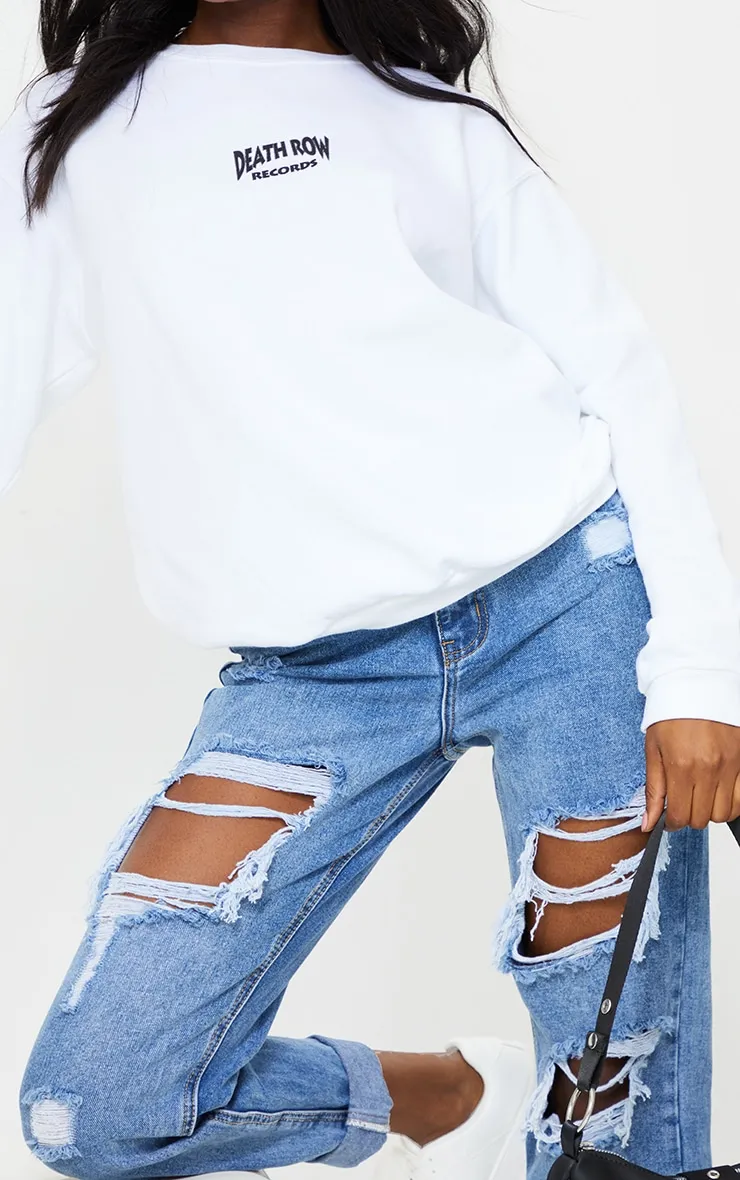 PRETTYLITTLETHING Tall Mid Blue Ripped Mid Rise Mom Jeans sold by Pretty Little Thing product image thumbnail 4