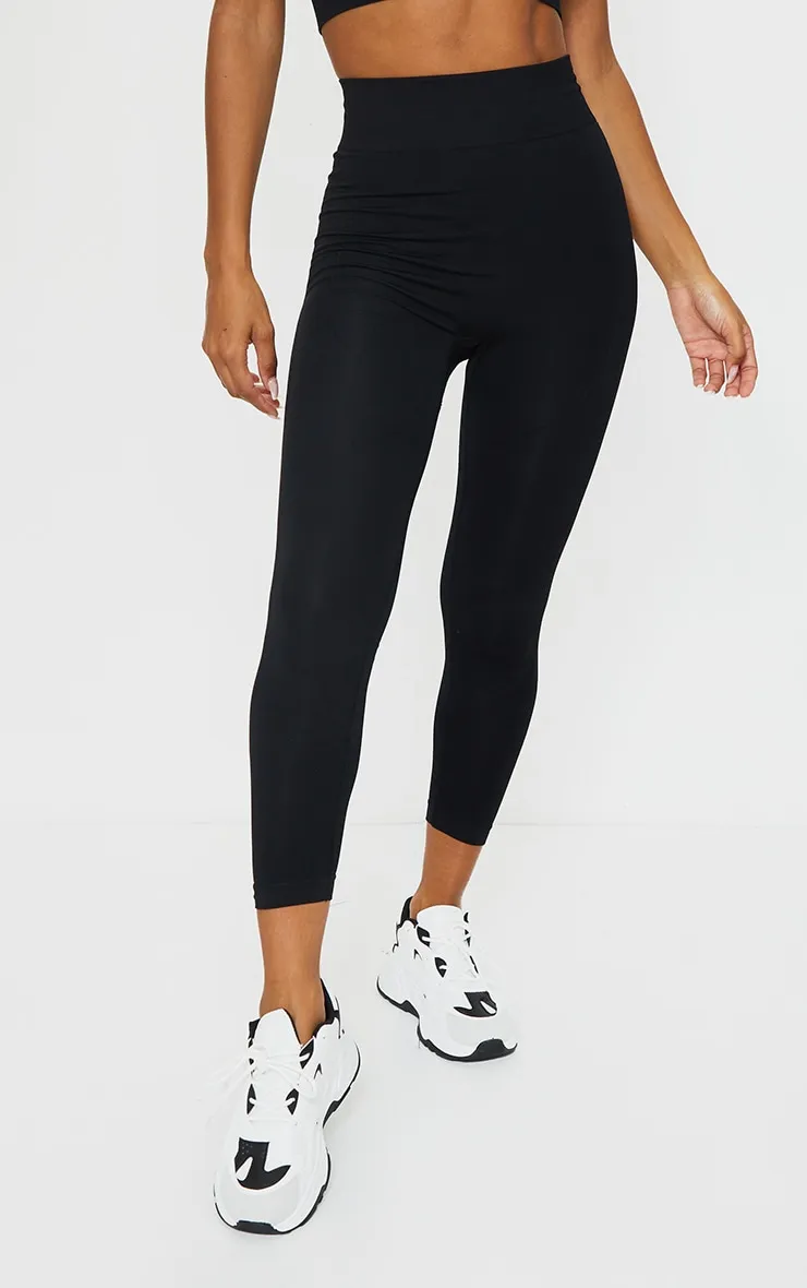 PRETTYLITTLETHING Black Contour Cropped High Waisted Seamless Leggings sold by Pretty Little Thing product image thumbnail 2