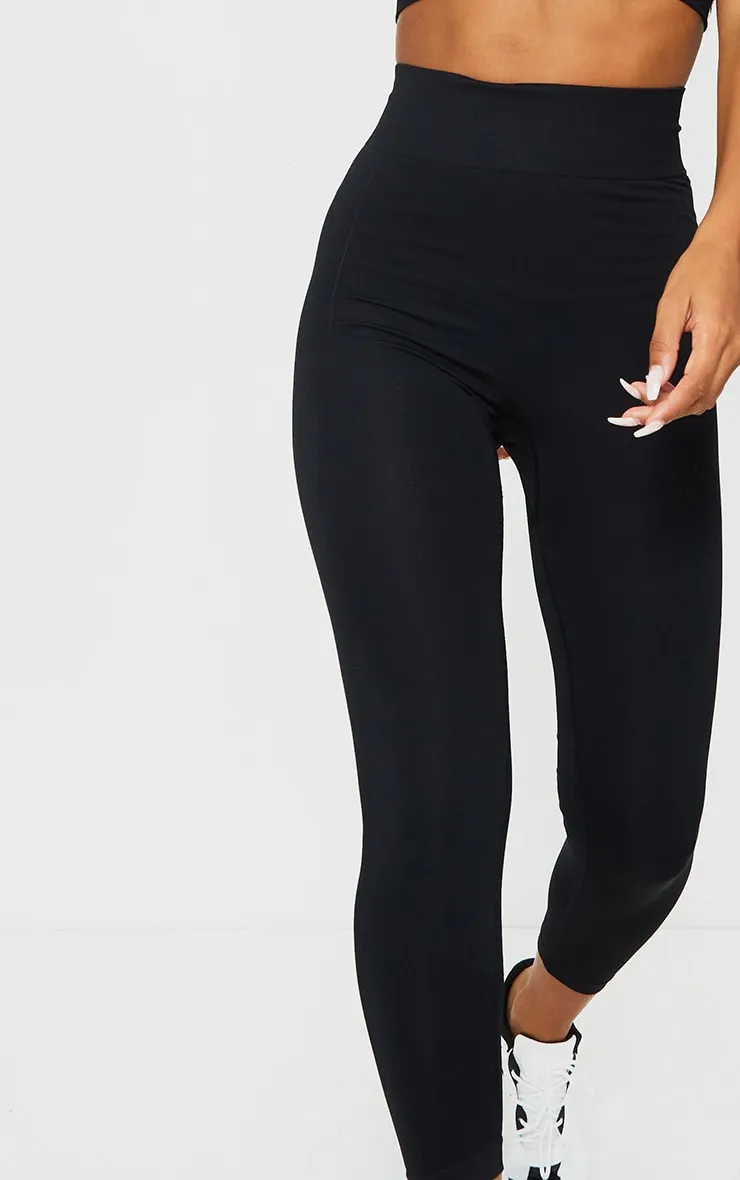 PRETTYLITTLETHING Black Contour Cropped High Waisted Seamless Leggings sold by Pretty Little Thing product image thumbnail 4