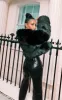 Black Cropped Faux Fur Bubble Coat sold by Pretty Little Thing