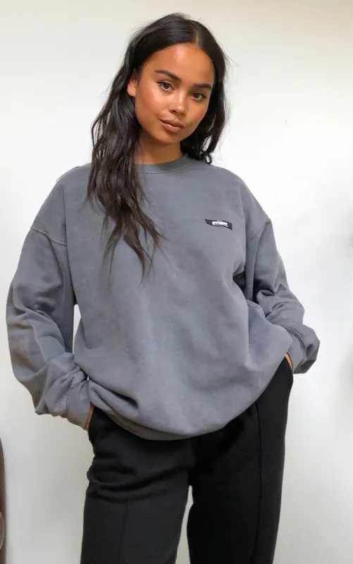 PRETTYLITTLETHING Grey Studio Washed Sweatshirt sold by Pretty Little Thing