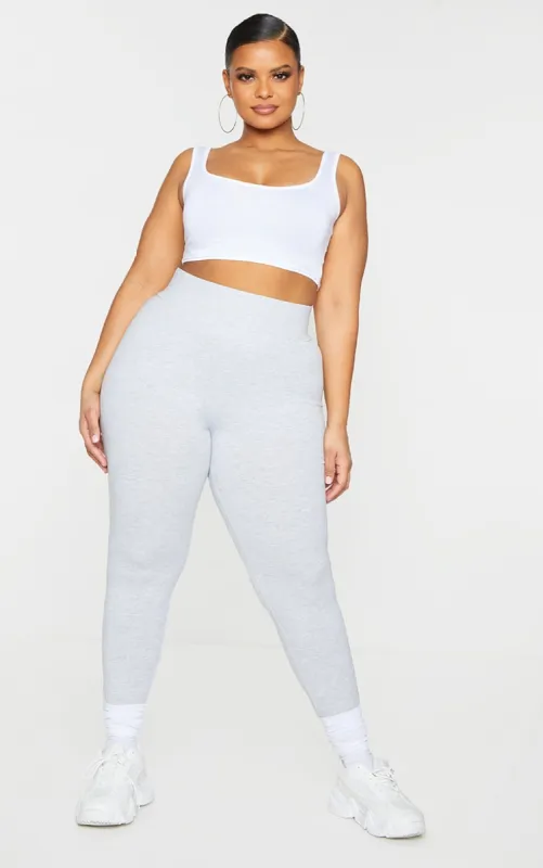Basic Plus Grey High Waisted Jersey Leggings sold by Pretty Little Thing