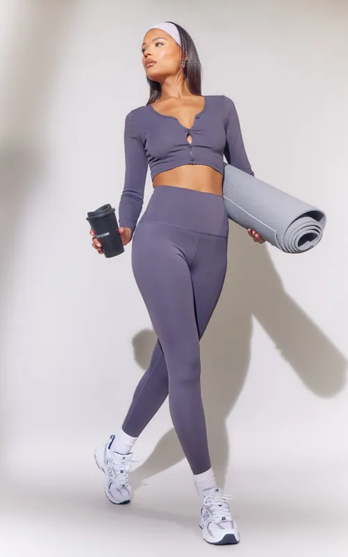 Dark Grey Sculpt Super High Waist Gym Leggings sold by Pretty Little Thing