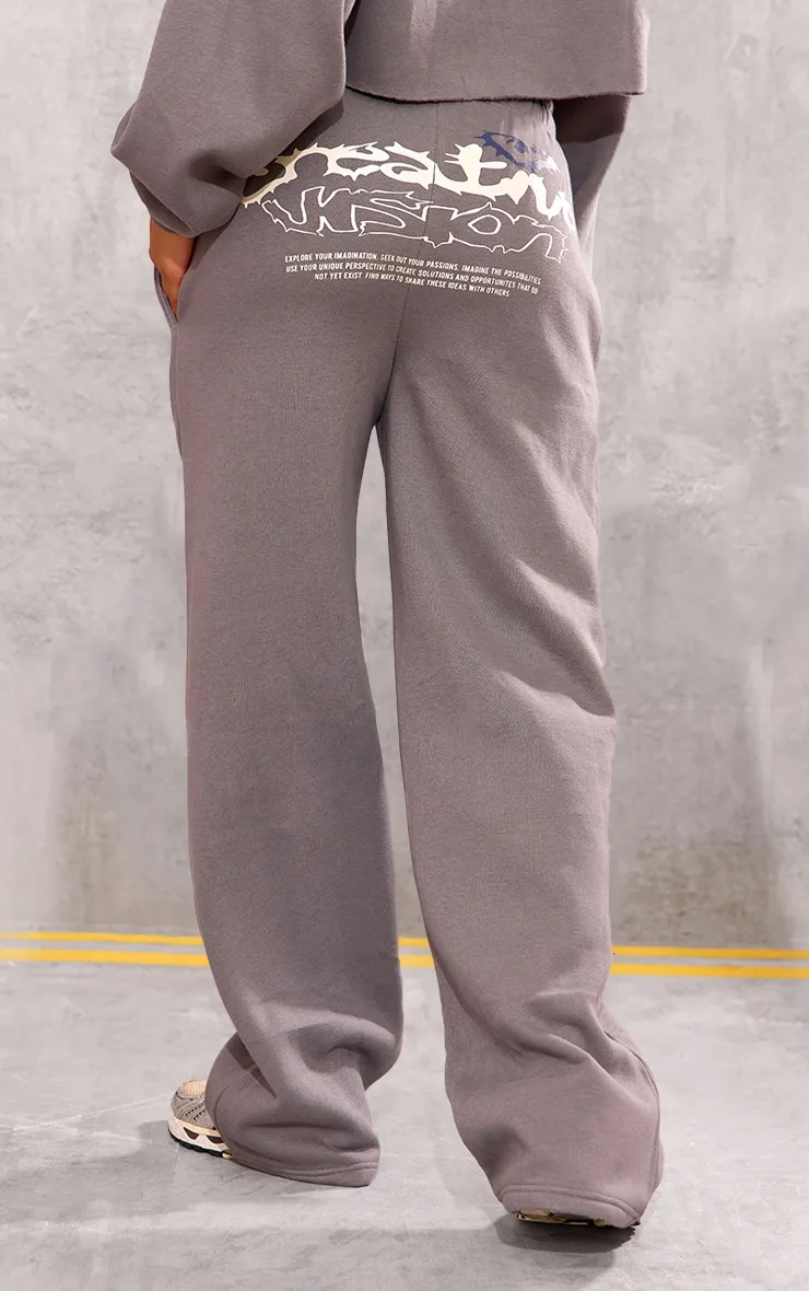 Charcoal Graphic Oversized Wide Leg Joggers sold by Pretty Little Thing product image thumbnail 3