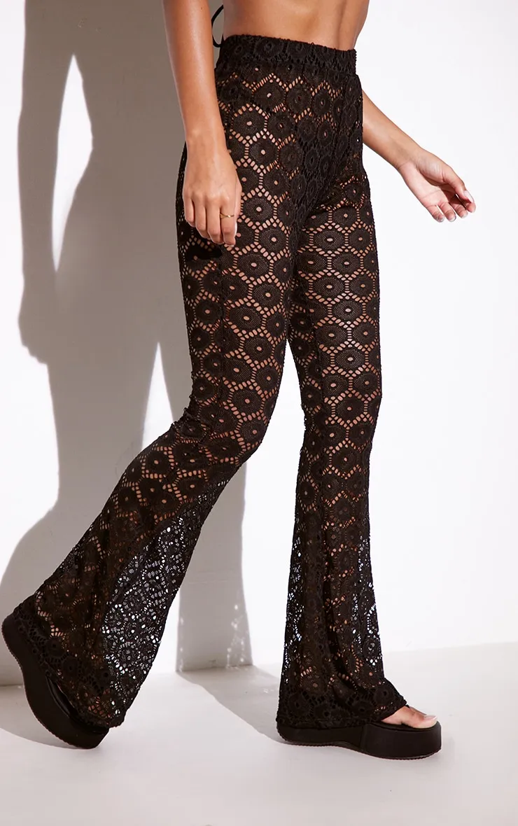 Black Textured Beach Flares sold by Pretty Little Thing product image thumbnail 2