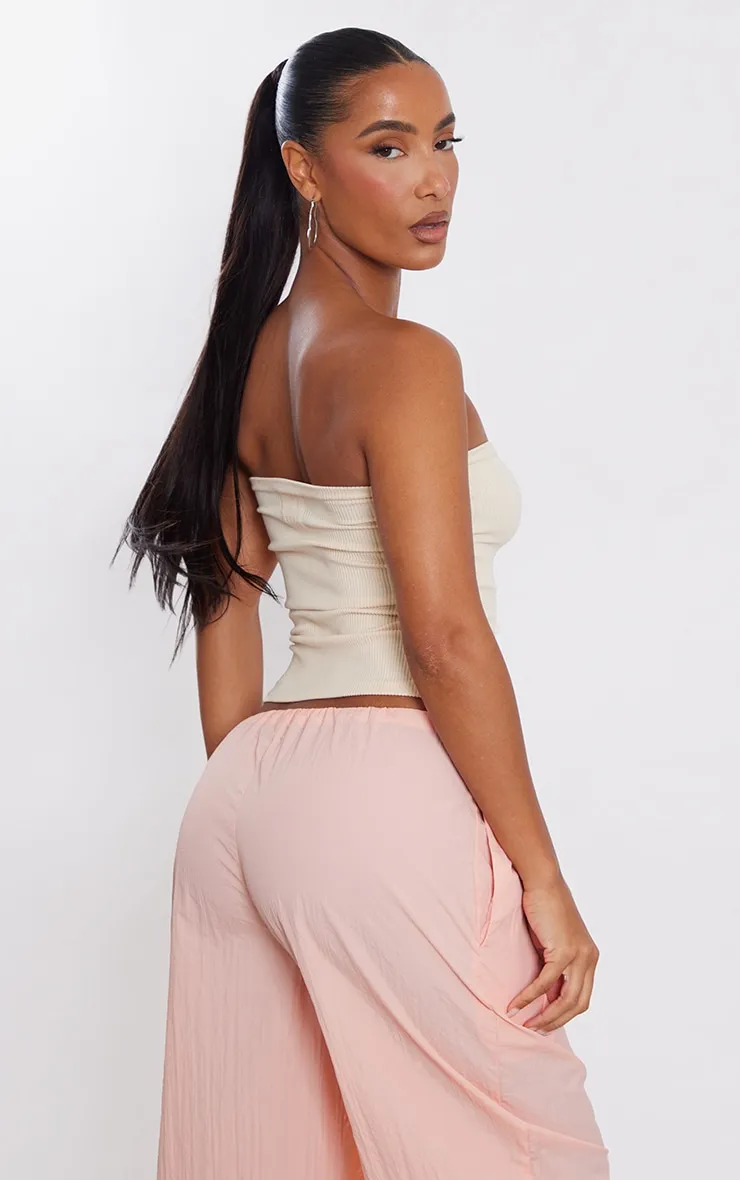 Ecru Contour Rib Zip Up Longline Bandeau sold by Pretty Little Thing product image thumbnail 2