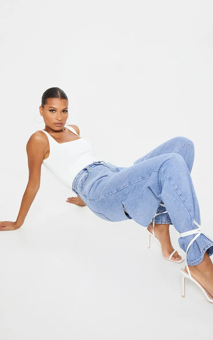 White Second Skin Square Neck Sleeveless Thong Bodysuit sold by Pretty Little Thing product image thumbnail 3