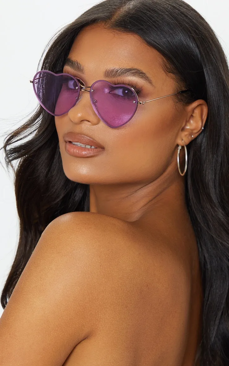 Purple Heart Shaped Sunglasses sold by Pretty Little Thing