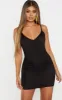 Black Strappy Mesh Ruched Front Bodycon Dress sold by Pretty Little Thing