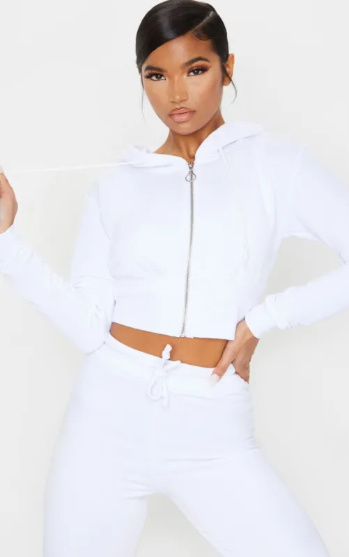 White Zip Up Bustier Hoodie sold by Pretty Little Thing