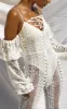 White Crochet Lace Strappy Jumpsuit sold by Pretty Little Thing