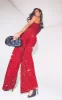 Red Velvet Sequin One Shoulder Wide Leg Jumpsuit sold by Pretty Little Thing