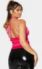 Hot Pink Satin Strap Halterneck Structured Long Top sold by Pretty Little Thing