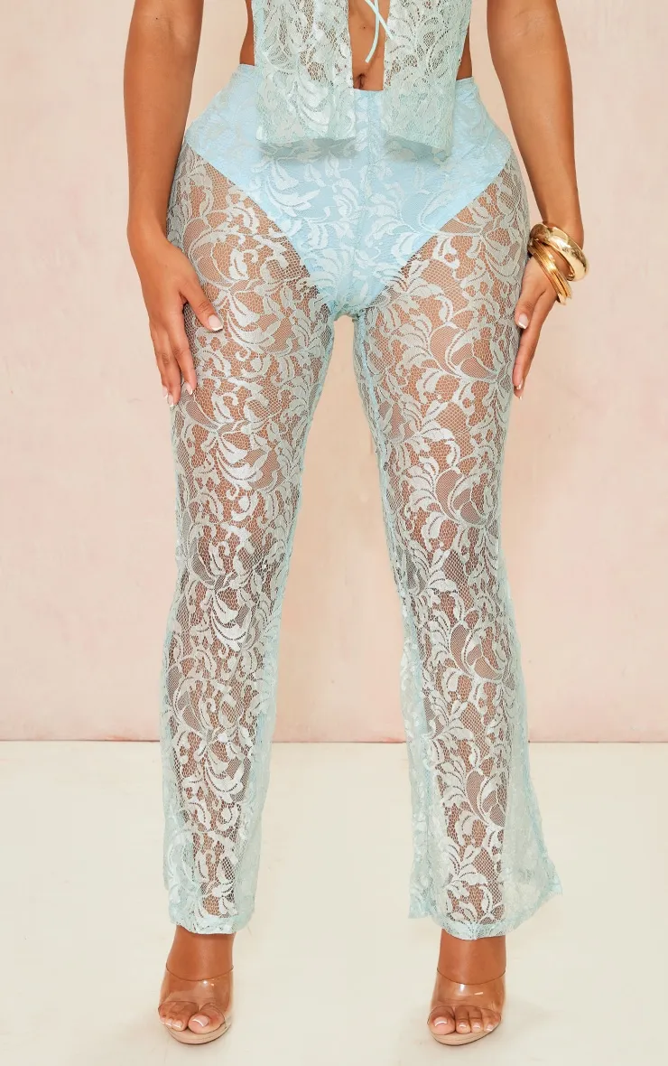 Shape Light Blue Lace Knicker Insert Flare Trousers sold by Pretty Little Thing product image thumbnail 2