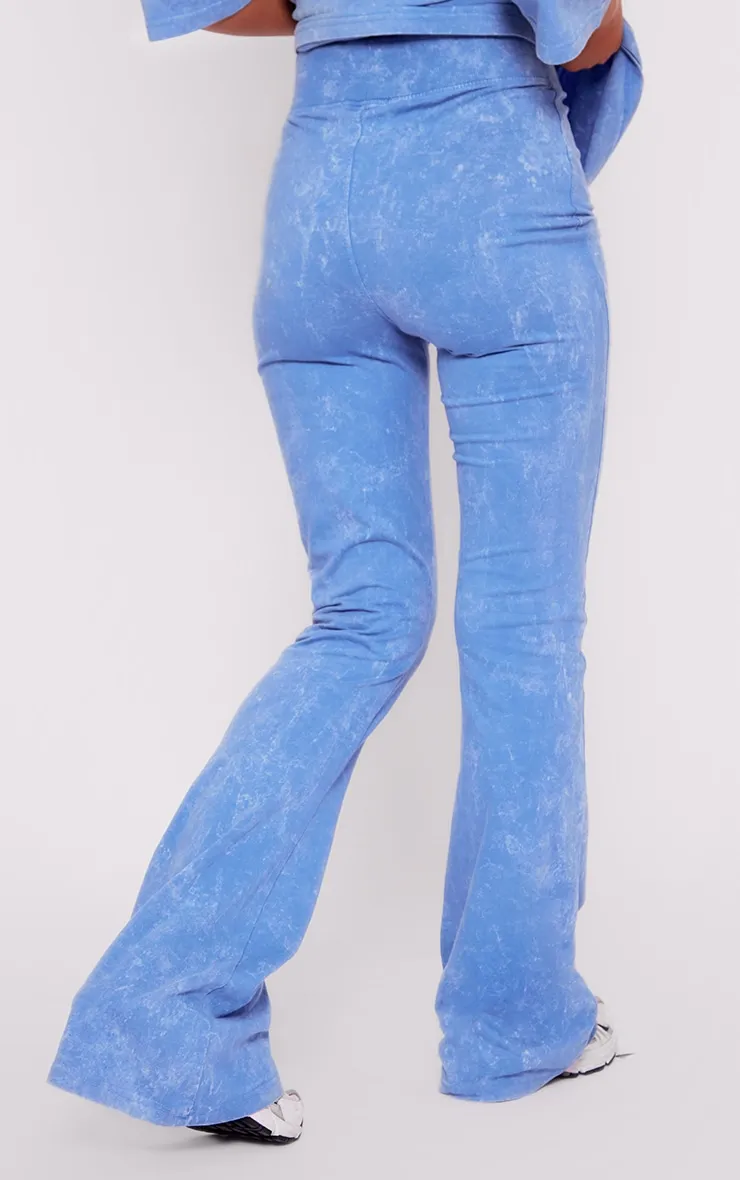 PRETTYLITTLETHING Blue Print Washed High Waist Flared Trousers sold by Pretty Little Thing product image thumbnail 3
