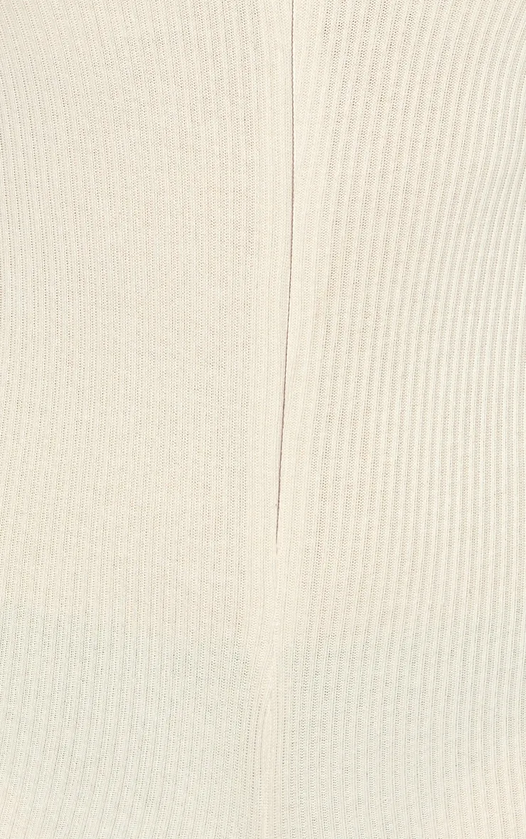 Cream Ribbed Jersey Zip Up Collar Playsuit sold by Pretty Little Thing product image thumbnail 4
