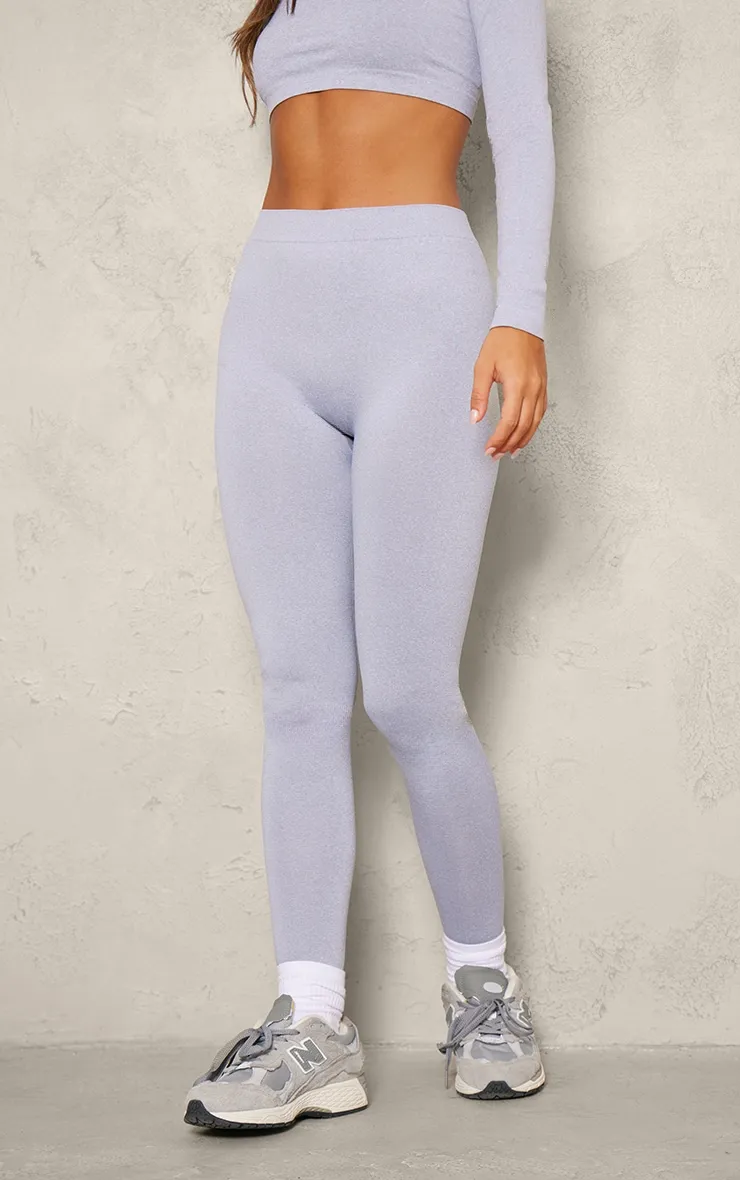 Grey Marl Seamless Melange High Waisted Legging sold by Pretty Little Thing product image thumbnail 2