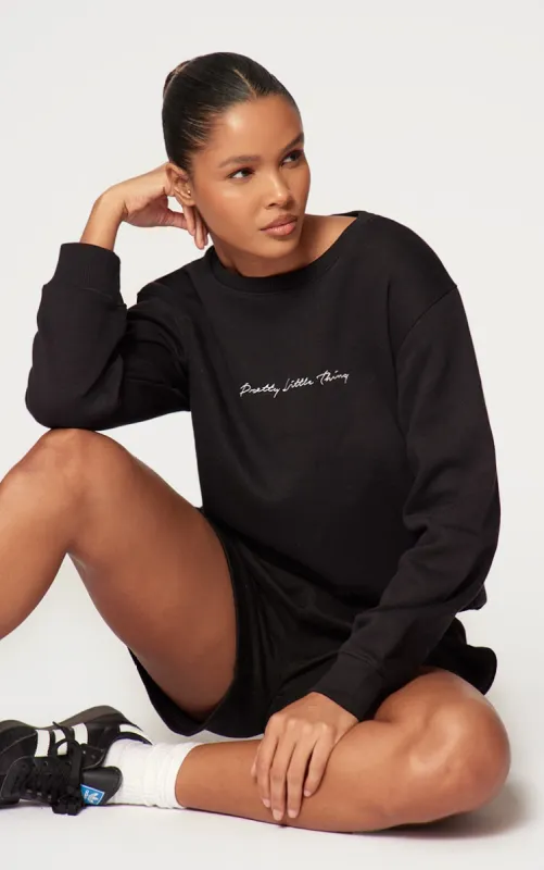 PRETTYLITTLETHING  Black Oversized Sweatshirt sold by Pretty Little Thing
