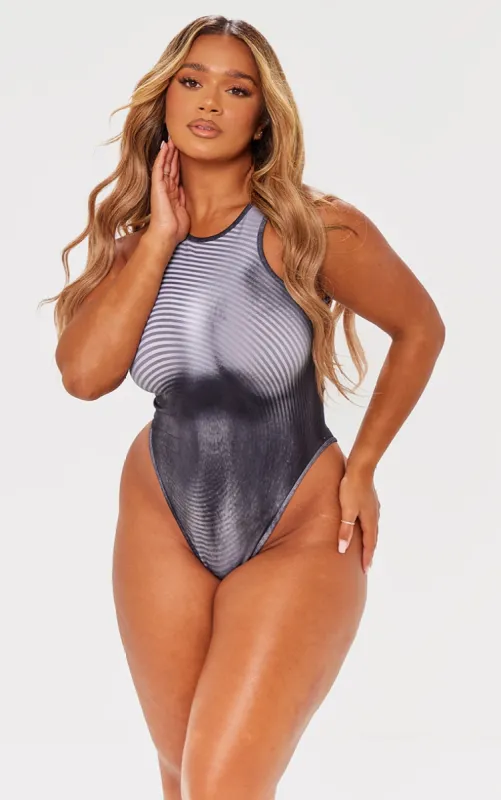Shape Black Body Print Bodysuit sold by Pretty Little Thing
