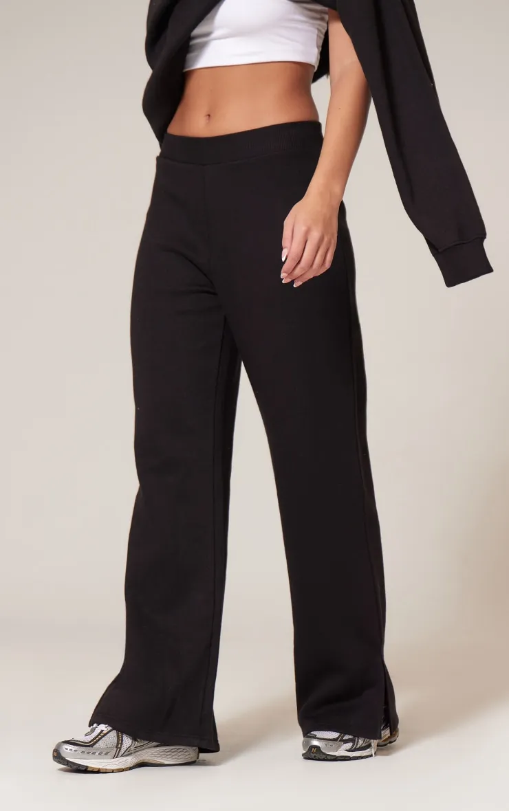 Black Flared Split Hem Joggers sold by Pretty Little Thing product image thumbnail 2