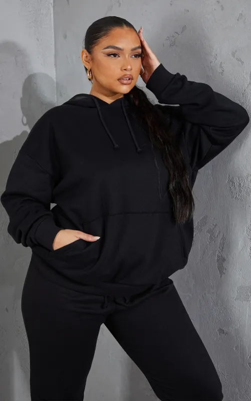  Plus Black Basic Hoodie sold by Pretty Little Thing