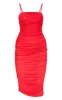 Red Strappy Mesh Ruched Midaxi Dress sold by Pretty Little Thing