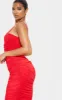 Red Strappy Mesh Ruched Midaxi Dress sold by Pretty Little Thing