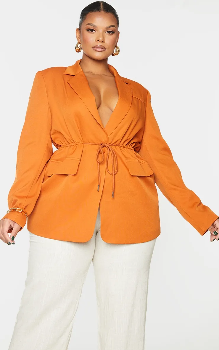 Plus Camel Drawstring Waist Oversized Blazer sold by Pretty Little Thing product image thumbnail 3