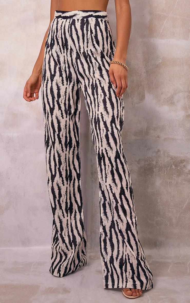 Black Zebra Print Wide Leg Trousers sold by Pretty Little Thing product image thumbnail 2