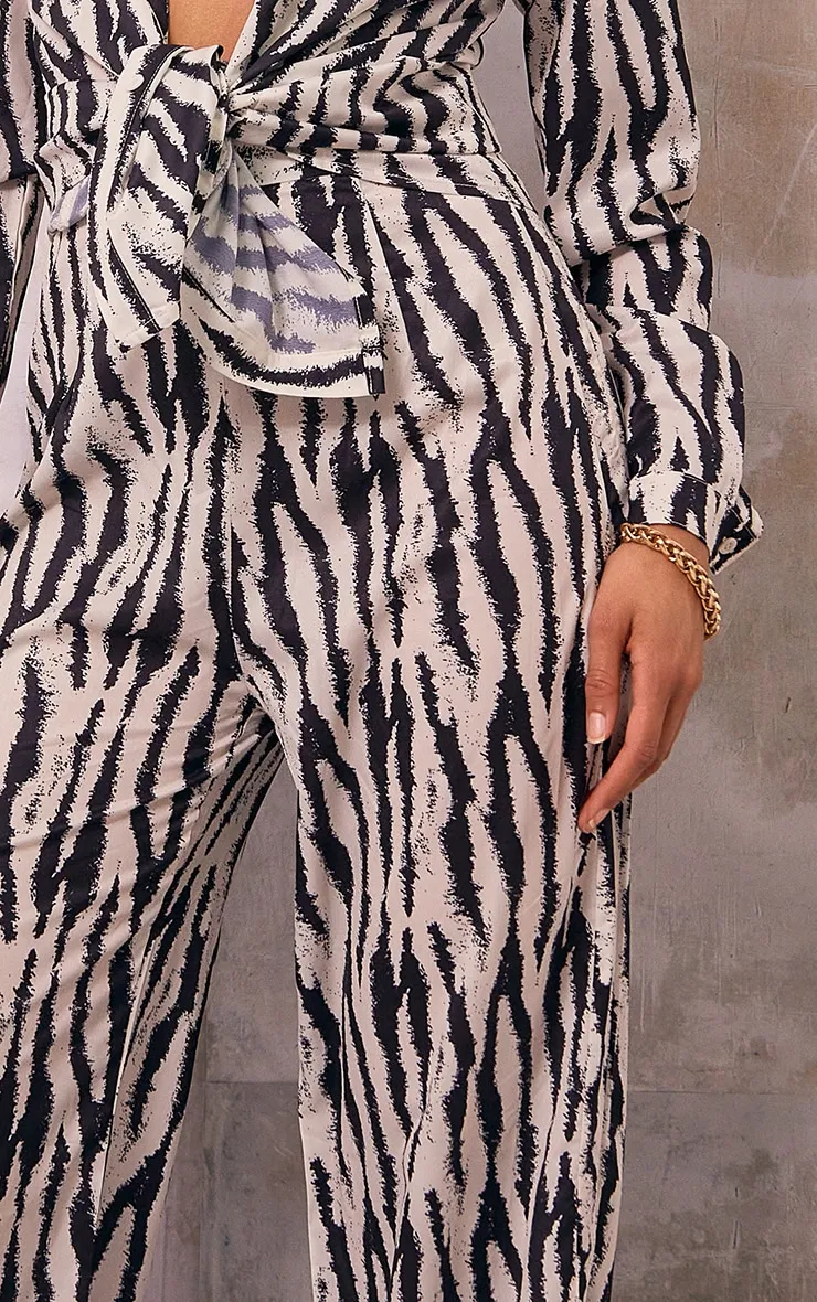 Black Zebra Print Wide Leg Trousers sold by Pretty Little Thing product image thumbnail 4
