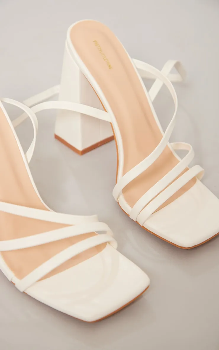 White PU Square Toe Strappy High Block Heeled Sandals sold by Pretty Little Thing product image thumbnail 4