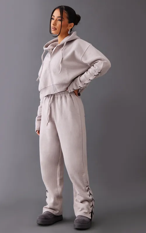 Petite Ash Grey Tie Side Detail Joggers sold by Pretty Little Thing