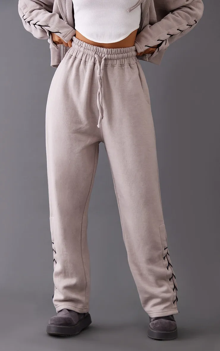 Petite Ash Grey Tie Side Detail Joggers sold by Pretty Little Thing product image thumbnail 2