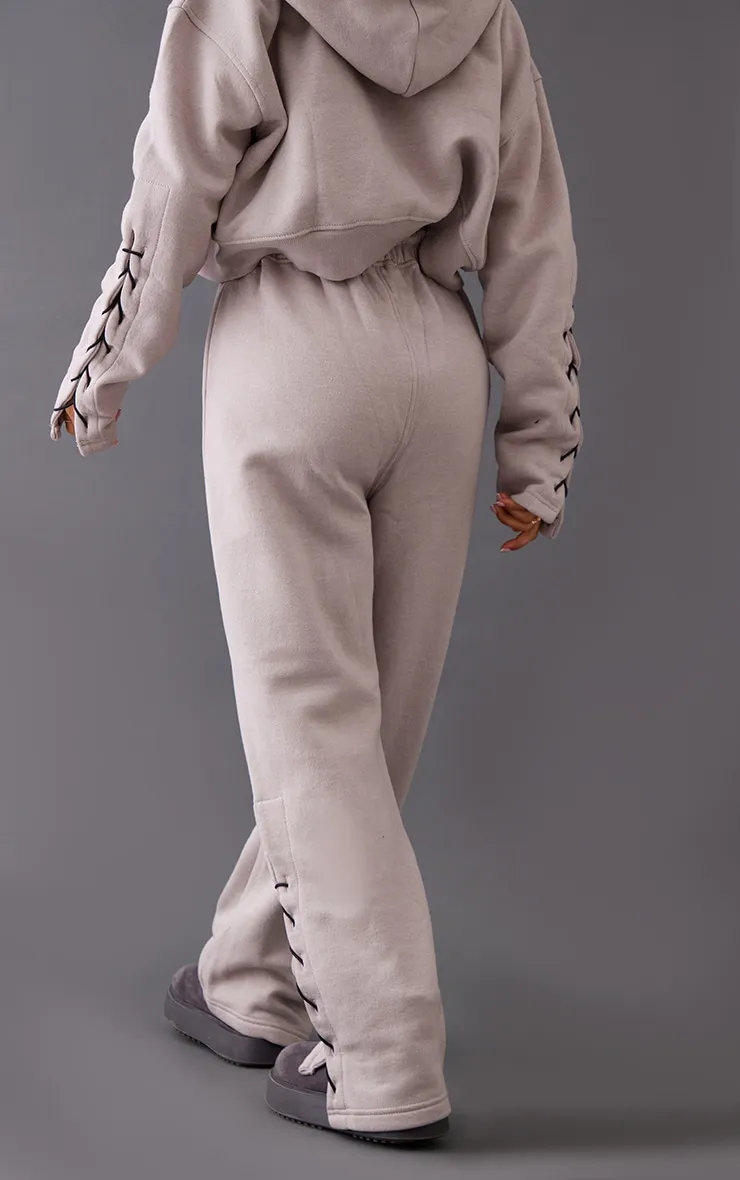 Petite Ash Grey Tie Side Detail Joggers sold by Pretty Little Thing product image thumbnail 3