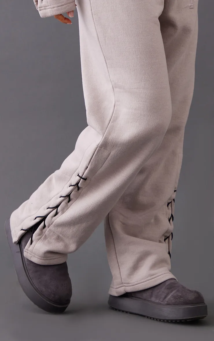 Petite Ash Grey Tie Side Detail Joggers sold by Pretty Little Thing product image thumbnail 4