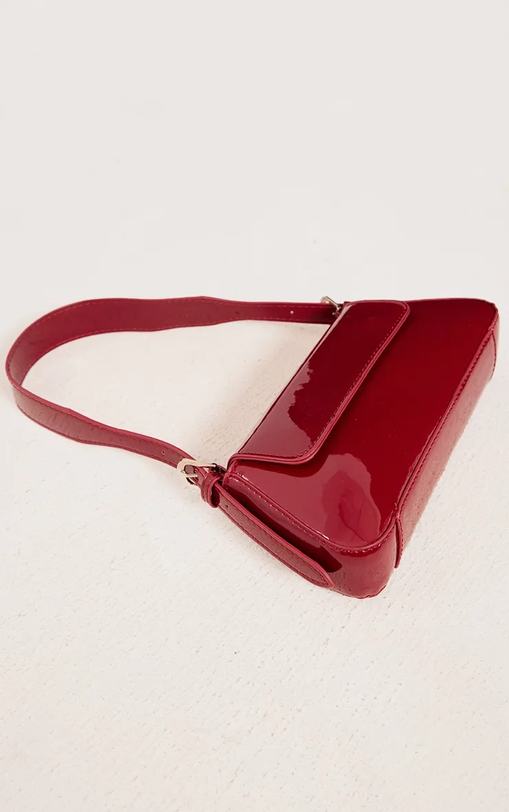 Burgundy Patent Trapeze Shoulder Bag sold by Pretty Little Thing product image thumbnail 2
