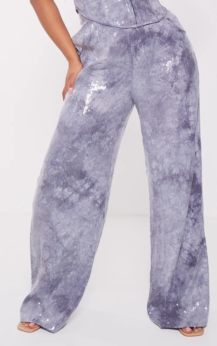 Plus Charcoal Sequin Wide Leg Trousers sold by Pretty Little Thing product image thumbnail 2