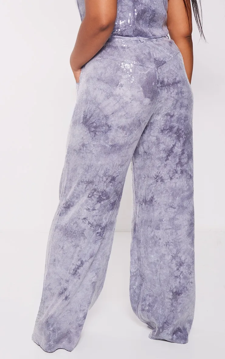 Plus Charcoal Sequin Wide Leg Trousers sold by Pretty Little Thing product image thumbnail 3