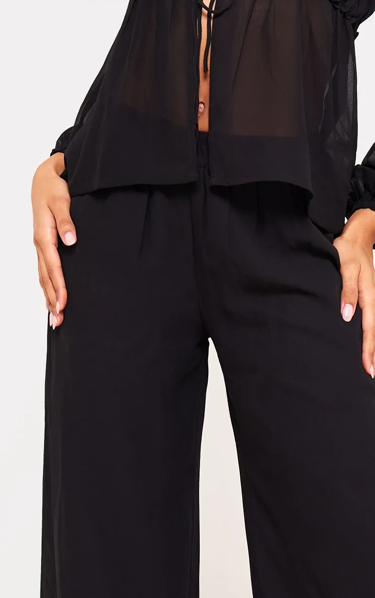 Black Wide Leg Chiffon Trousers sold by Pretty Little Thing product image thumbnail 4