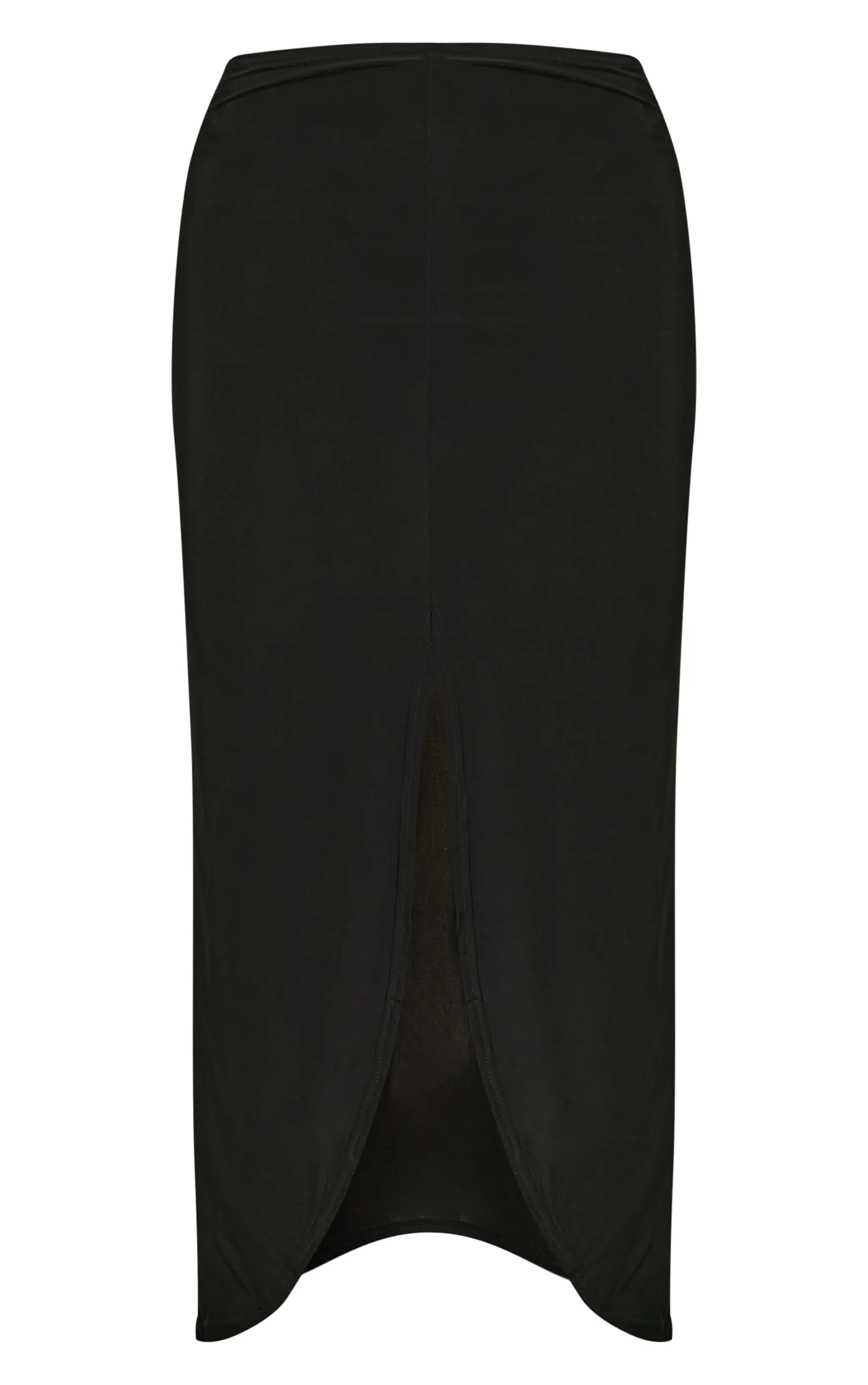 Black Slinky Low Rise Split Front Midaxi Skirt sold by Pretty Little Thing product image thumbnail 5