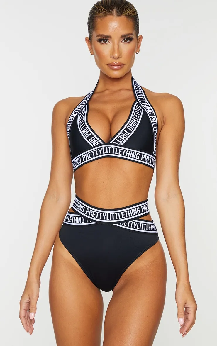 Black PRETTYLITTLETHING Strap Triangle Bikini Top sold by Pretty Little Thing
