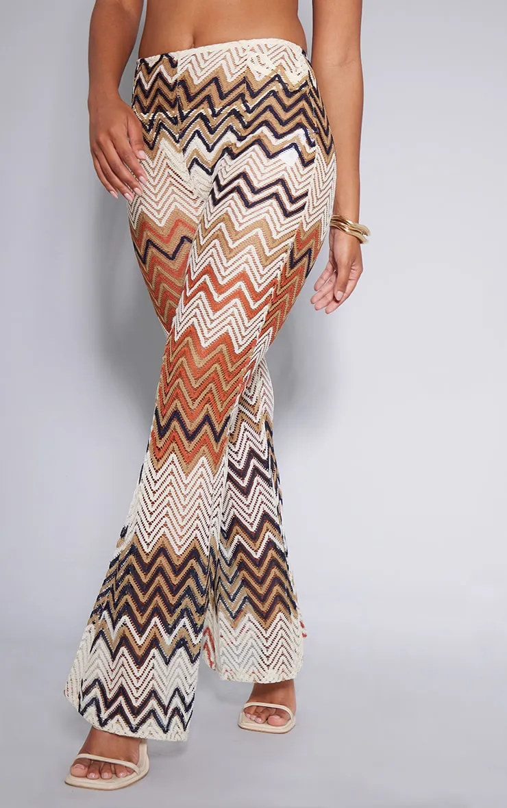 Burnt Orange Chevron Knit Flares sold by Pretty Little Thing product image thumbnail 2