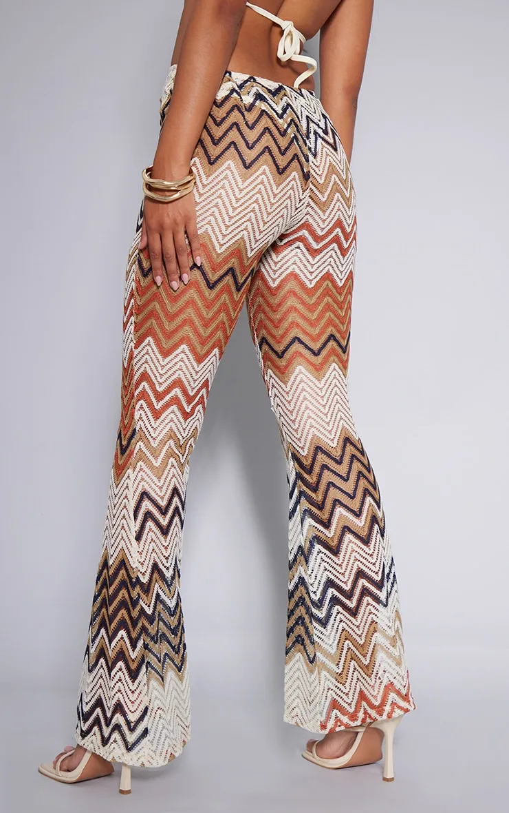 Burnt Orange Chevron Knit Flares sold by Pretty Little Thing product image thumbnail 3