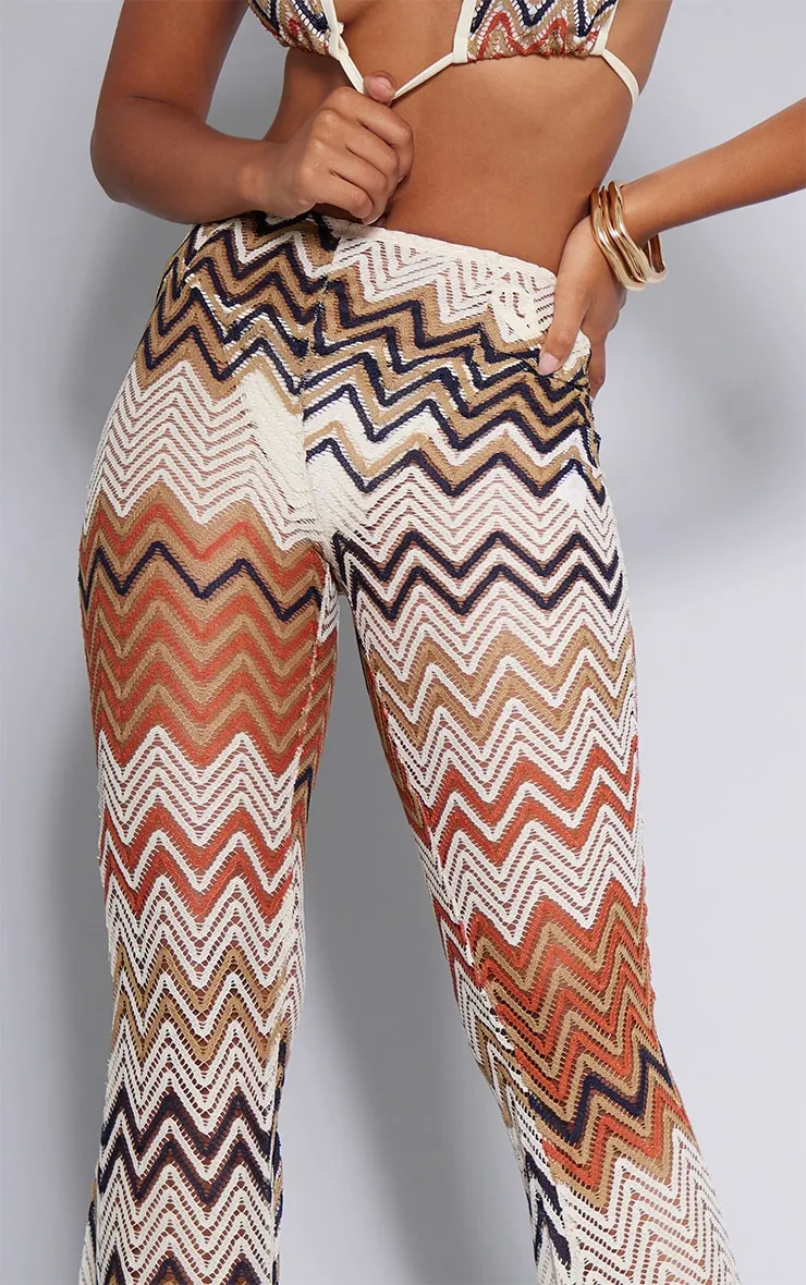 Burnt Orange Chevron Knit Flares sold by Pretty Little Thing product image thumbnail 4